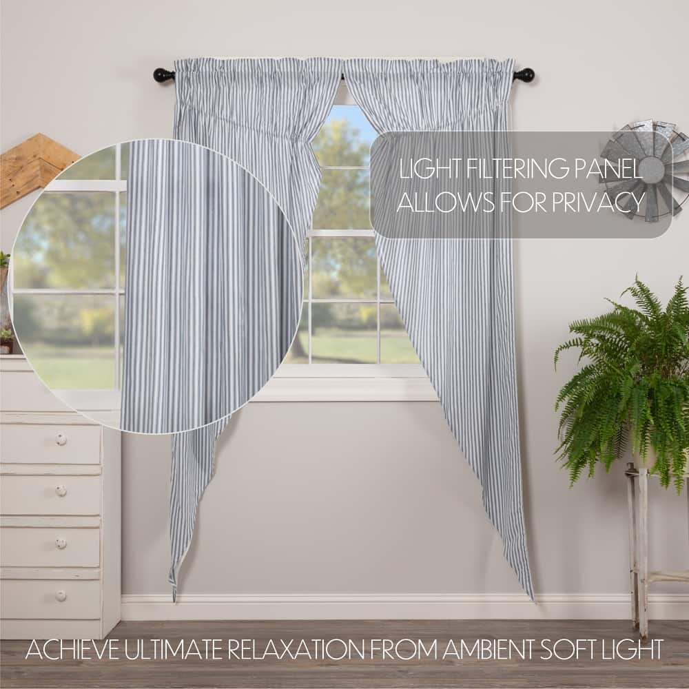 Sawyer Mill Ticking Stripe Prairie Panel Set 84x36 - Prairie Panel 84x36