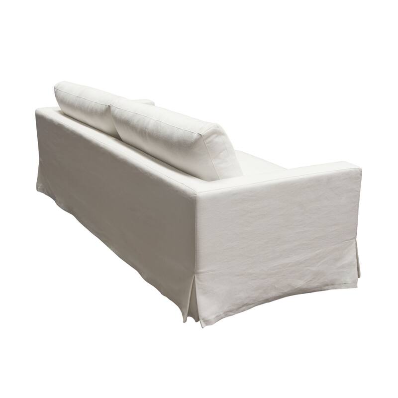 Aiza Sofa, 94 Inch, Feather Down Seating, White, Linen Cover