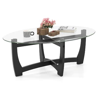 Gymax Coffee Table Modern Accent Tea Table w/ Rubber Wood Bentwood