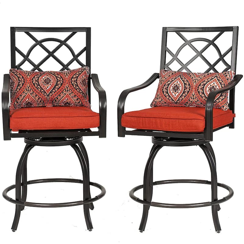 Outdoor Patio Metal Bar Height Swivel Dining Chair, Set of 2