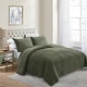 preview thumbnail 2 of 180, Wonderful Velvet 3 Piece Quilt Set 21021 Dark Green - King