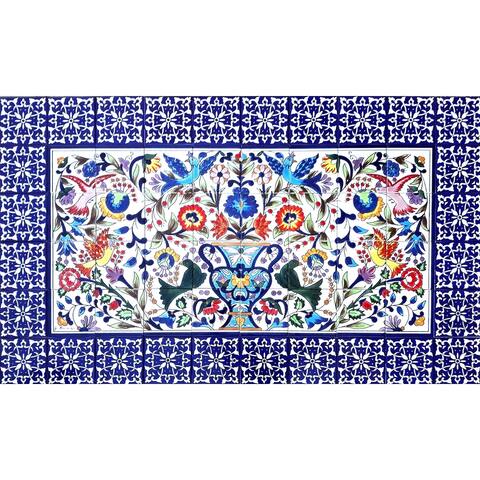60in x 36in Artful Mosaic Floral Design 60pc Tile Ceramic Wall Mural