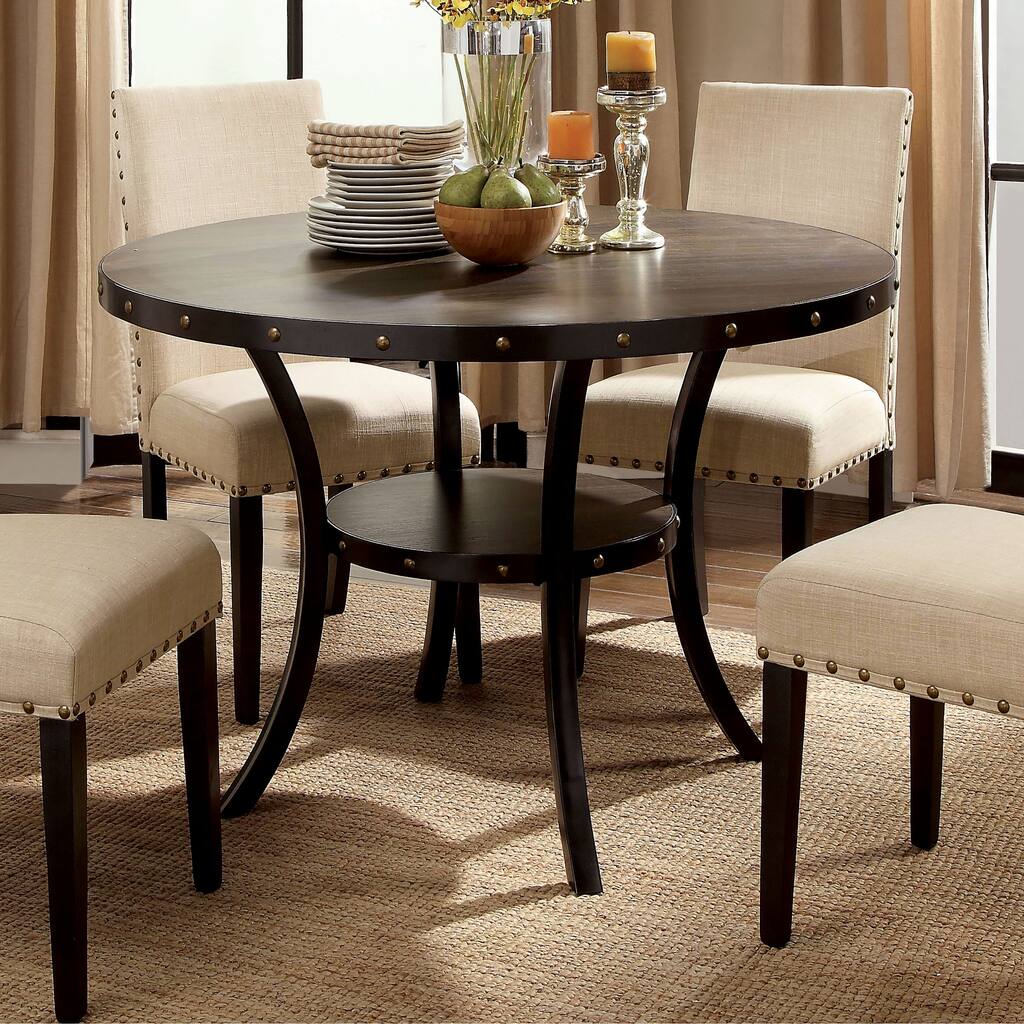 Furniture of America Sika Industrial Walnut 48-inch Wood Round Dining Table