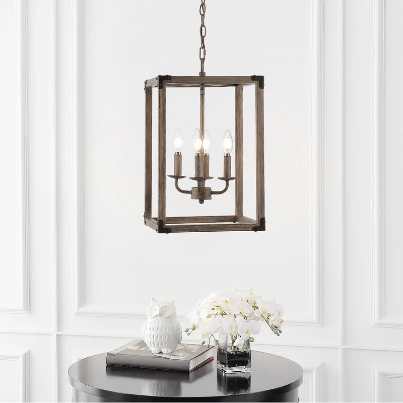 Gabrielle 4-Light Adjustable Iron Rustic Farmhouse LED Pendant, by JONATHAN Y