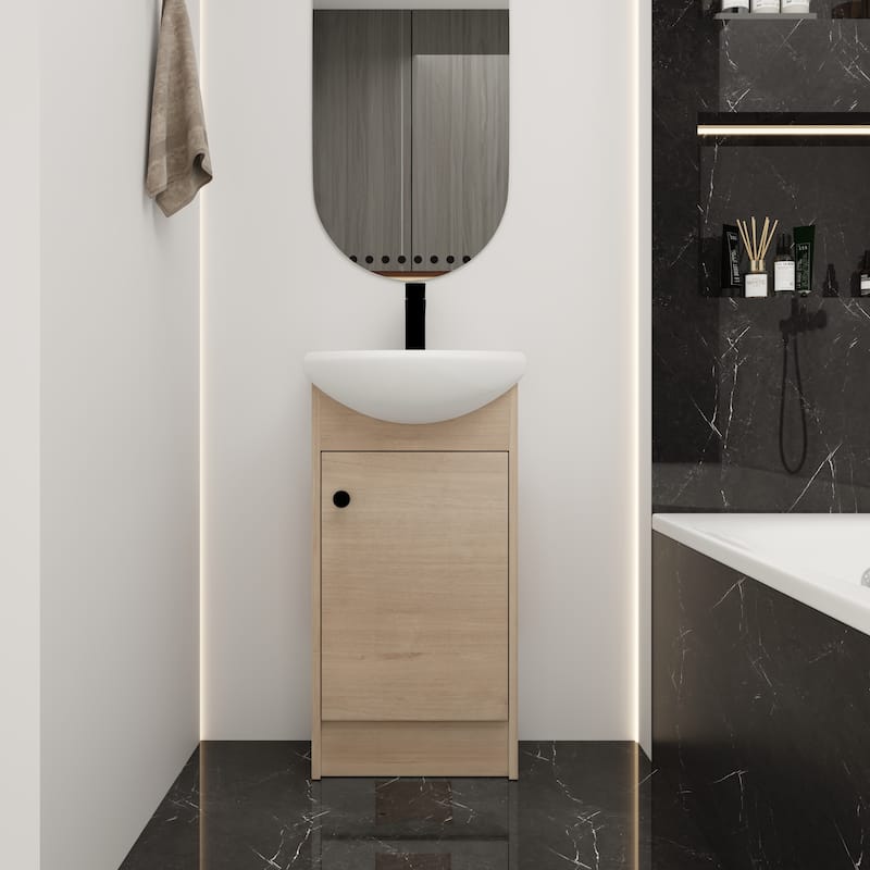 Freestanding 18 Inch Bathroom Vanity, Small Bathroom Vanity With Sink, Bathroom Vanity and Sink Combo (KD-PACKING)