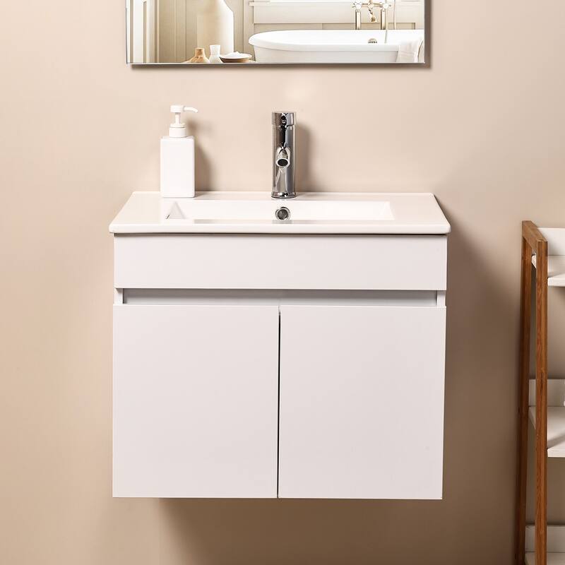 Zenova Bathroom Vanities Cabinet with Sink Combo, Wall Mounted Floating Cabinet - 26"