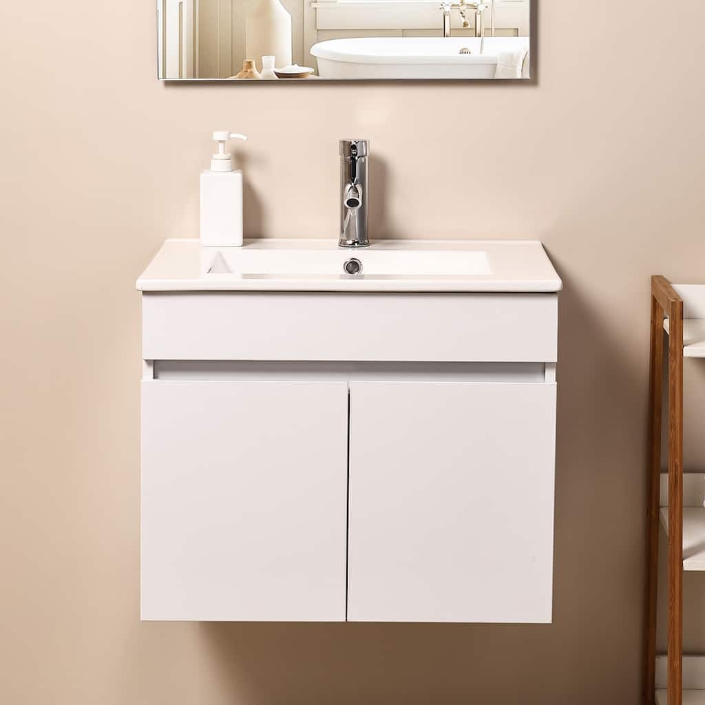 Zenova Bathroom Vanities Cabinet with Sink Combo, Wall Mounted Floating Cabinet - 26"
