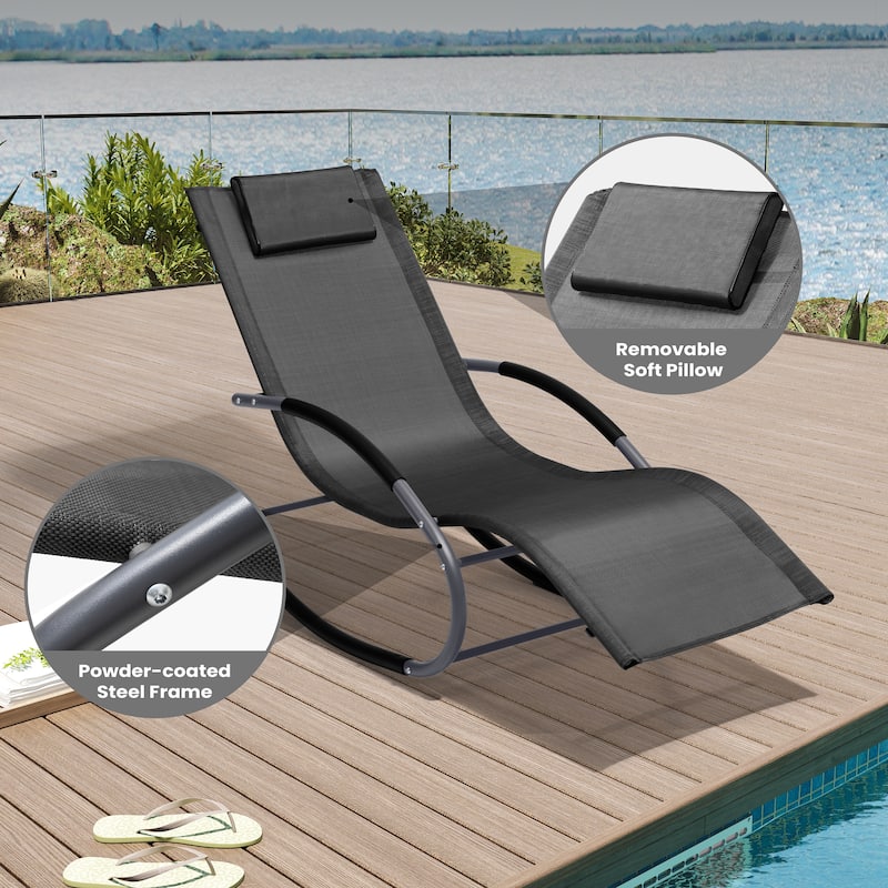 Pellebant Patio Rocking Chairs Chaise Lounge Chairs (Set of 2)