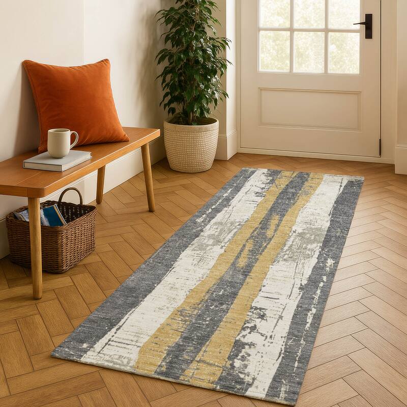 Premium Washable Super Soft Casual Contemporary Mayfield Rug - Gold - 2'3" x 7'6"
