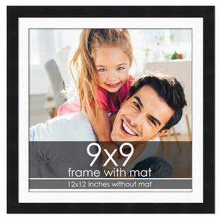 6x6 Frame with Mat - Silver 9x9 Frame Wood Made to Display Print or Poster Measuring 6 x 6 Inches with White Photo Mat