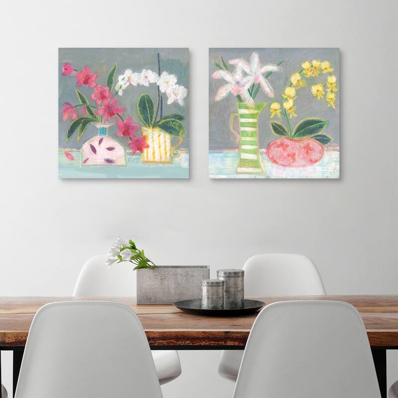 Orchids 1 & Orchids 2 by Maret Hensick Canvas Art Prints