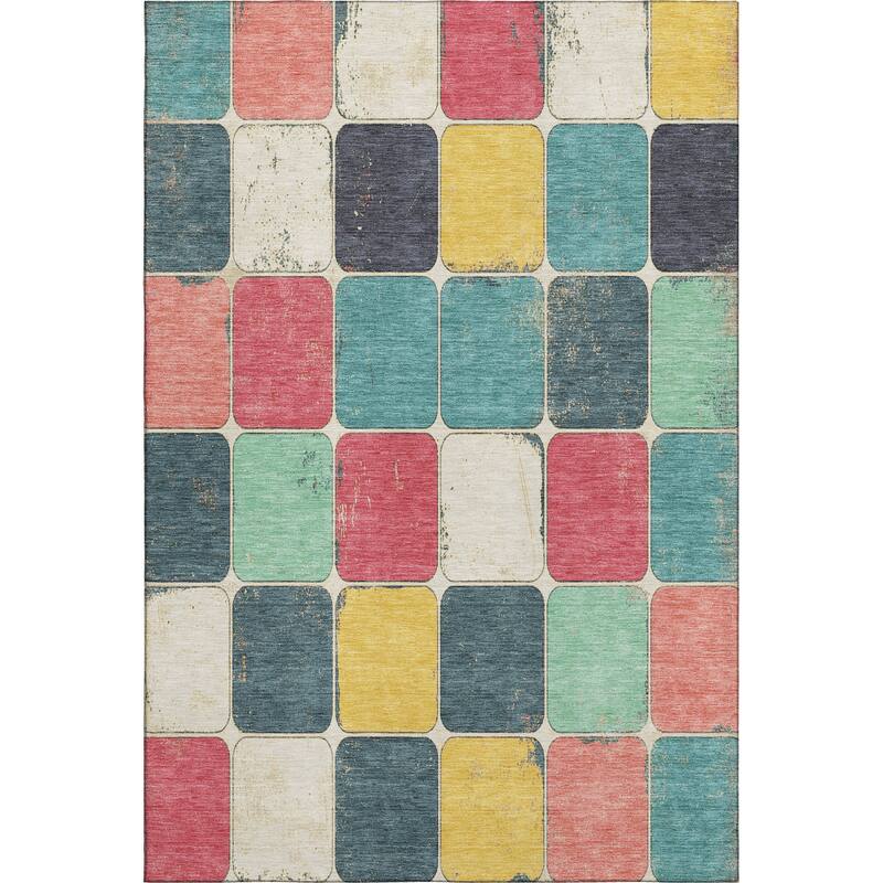 Premium Washable Super Soft Modern Blocks Mayfield Rug