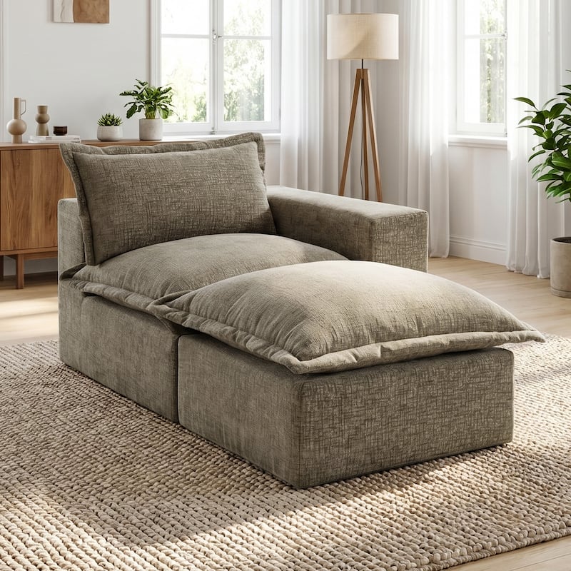 Comfy Cloud Couch Plush Modular Sectional Sofa For Living Room - Camel/2 piece - Right Facing