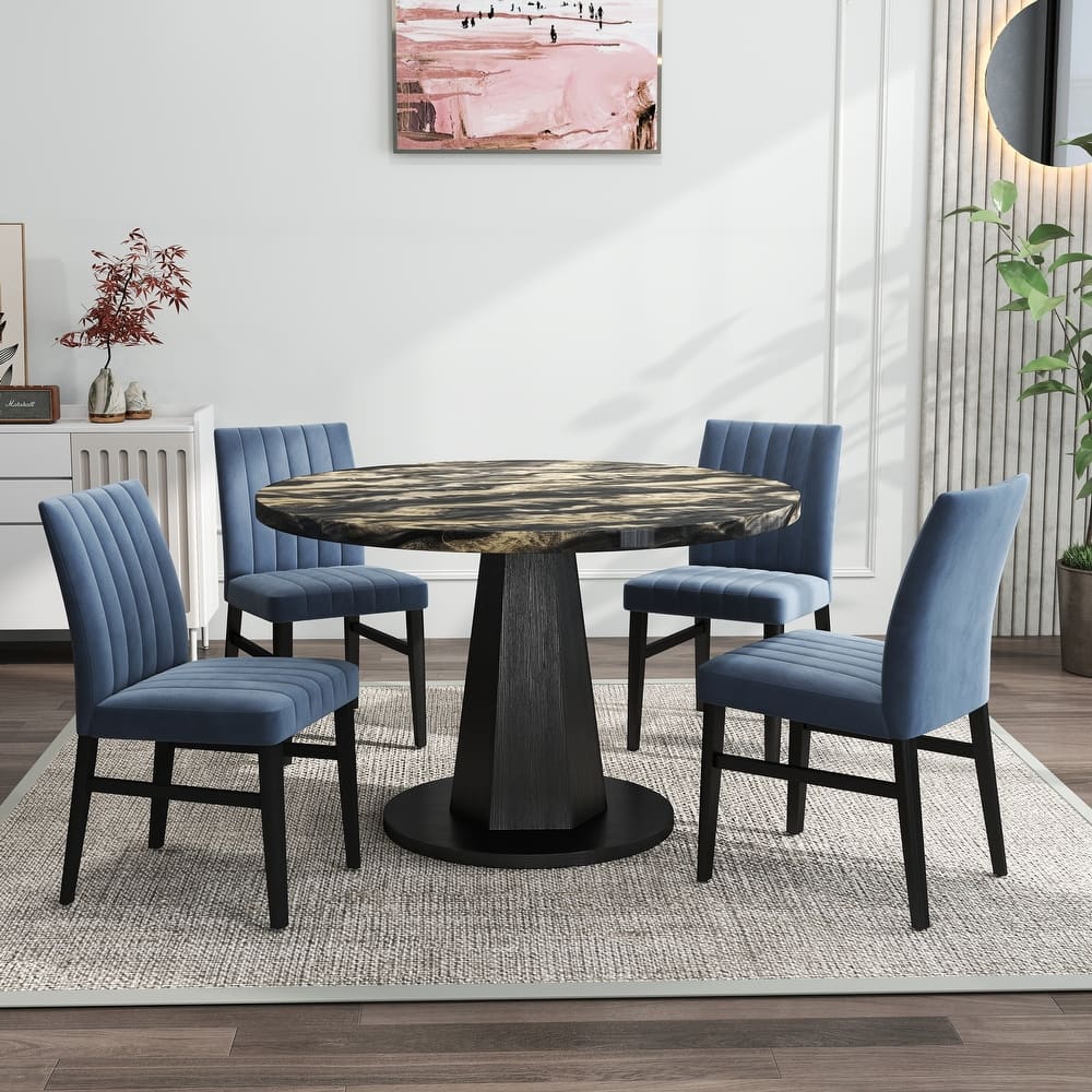 Roundhill Furniture Cavira 5-Piece Round Modern Dining Set