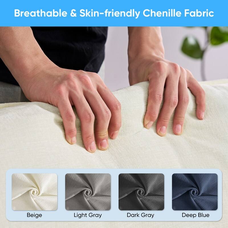 Mixoy 113''L-Shaped Modular Sectional Sofa,Modern Chenille 4-Seater Cloud Couch with Ottoman and Thickened Cushion