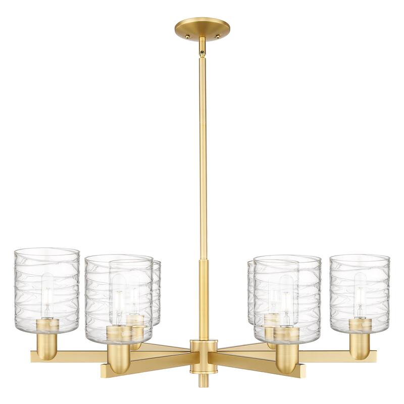 Innovations Lighting Endless Possibilities Arcadia - Cobbleskill - 6 Light 35" Stem Hung Chandelier - Deco Swirl/Satin Gold