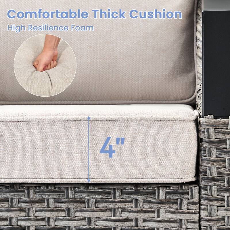 Pocassy 5-Piece Patio Sofa Swivel Glider Chairs Table with Ottoman