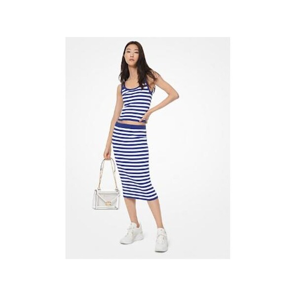 michael kors blue striped dress