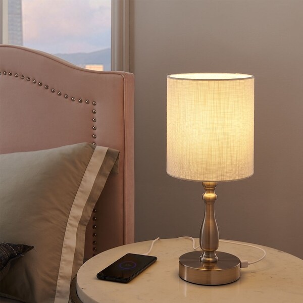 3 Way Dimmable Touch Control Small Table Lamp with 2 USB Port Brushed Steel On Sale Bed Bath Beyond 32856785