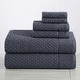 preview thumbnail 67 of 197, Linery & Co. Cotton Diamond Waffle Texture Bath Towels 6 Piece Set W/ Bath Sheets - Stone Blue