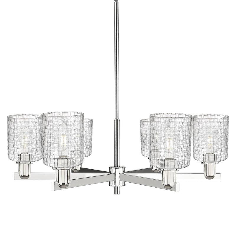 Innovations Lighting 716-6CR-11-35 Cobbleskill Chandelier Cobbleskill - Polished Nickel / Clear Basket Weave