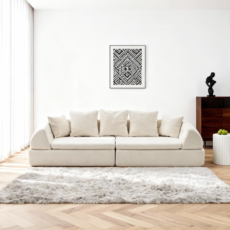 Cloud Modular Sectional Sofa, Boneless Sectional Couch with Ottoman, Modern Lounge Sofa