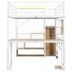 preview thumbnail 7 of 19, Metal Loft Bed with Integrated Work Area, Wardrobe, Storage Stairs, and LED Lighting