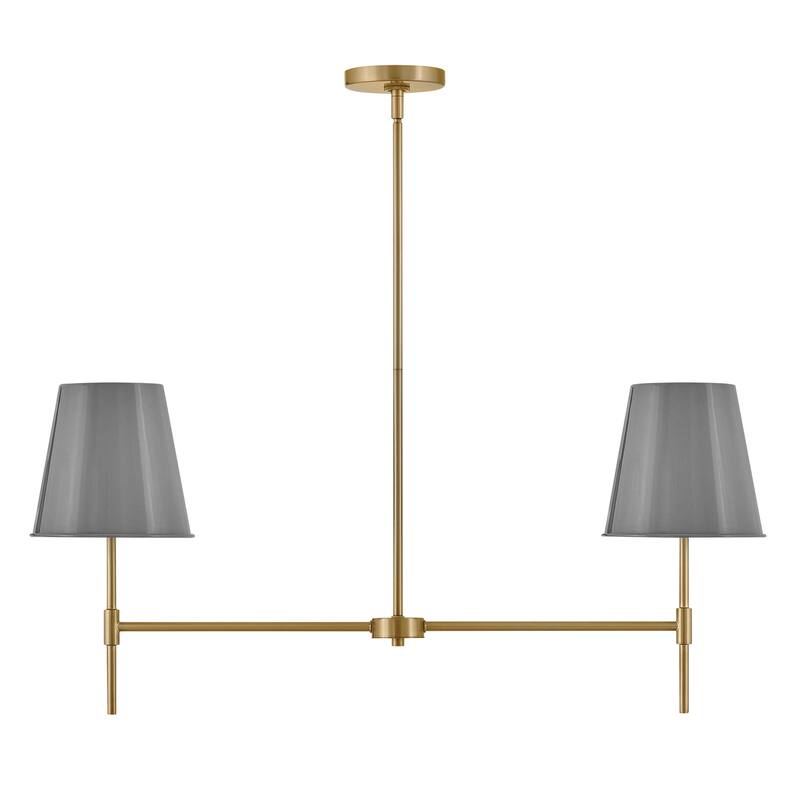 Lark 83445 Blake 2 Light 36" Wide Linear Chandelier - Lacquered Brass / French Gray
