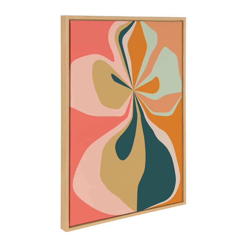 Kate and Laurel Sylvie Morning Hibiscus Framed Canvas by Alicia Bock - 23x33 - Natural
