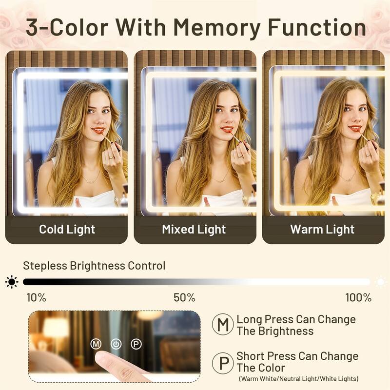 Vanity Mirror with Lights, Led Makeup Mirror, Lighted Makeup Mirror with Dimmable Lights, Smart Touch ,USB Charging Port
