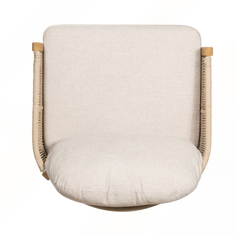 Outdoor Wood Club Chair with Beige Cushion Set of 2