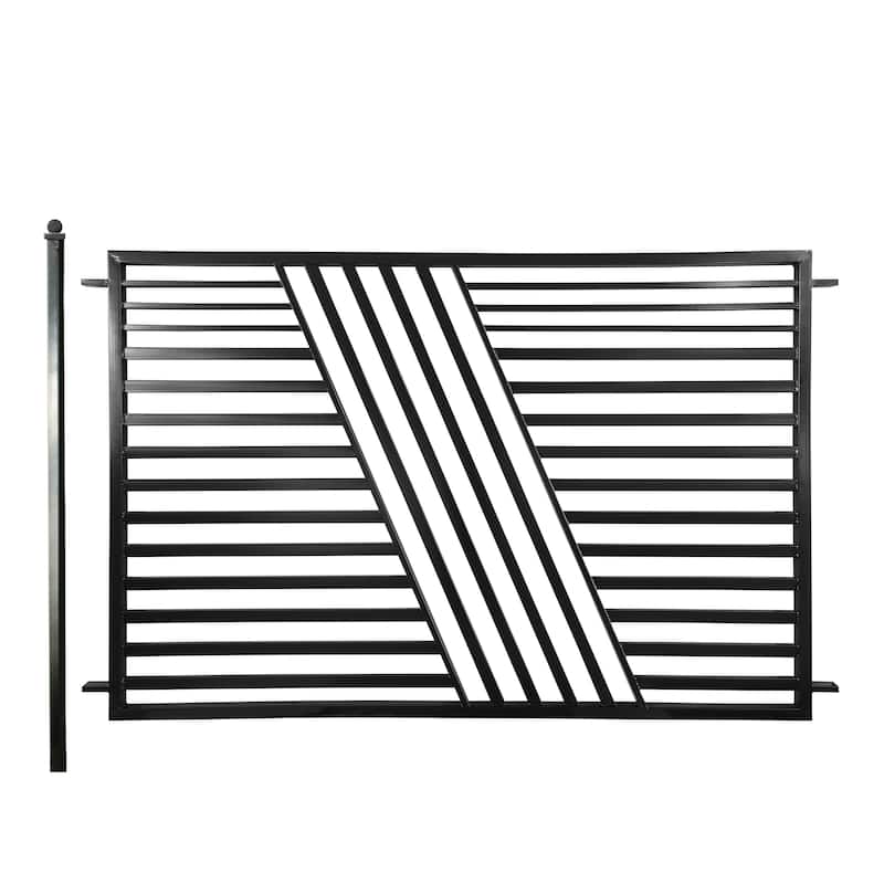 ALEKO Modern Yard Garden Sofia Style Steel Fence 8 x 5 ft Black