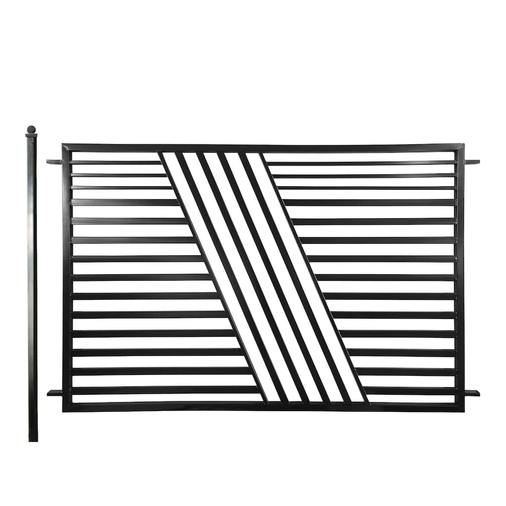 ALEKO Modern Yard Garden Sofia Style Steel Fence 8 x 5 ft Black
