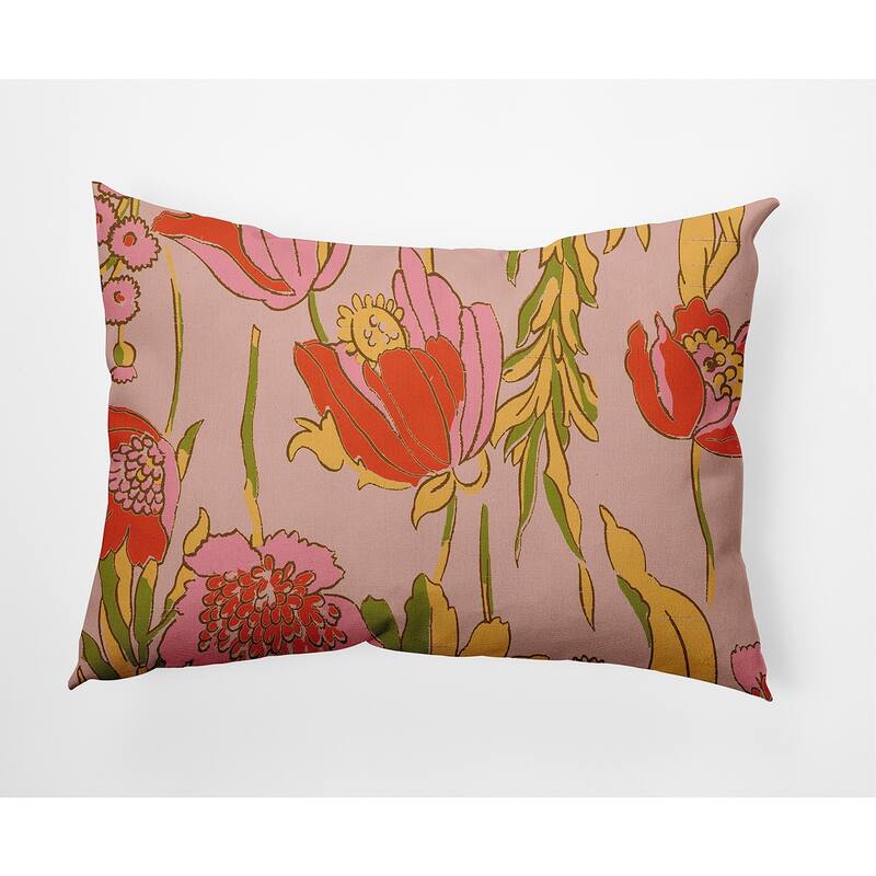 Bold Flower Garden Decorative Indoor/Outdoor Pillow - 14" x 20" - Bright Orange
