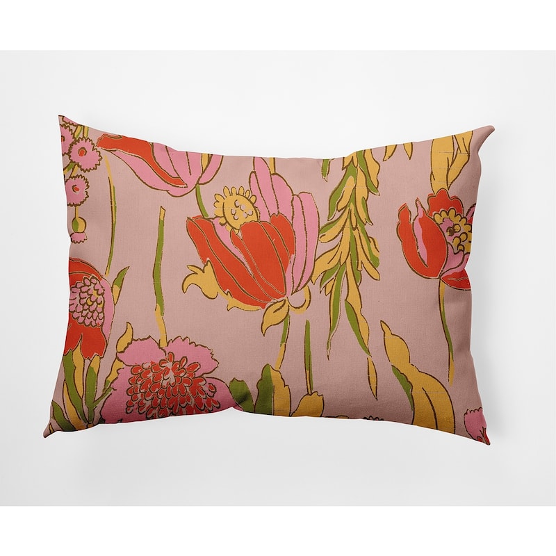 Bold Flower Garden Decorative Indoor Pillow - Bright Orange - 14" x 20"