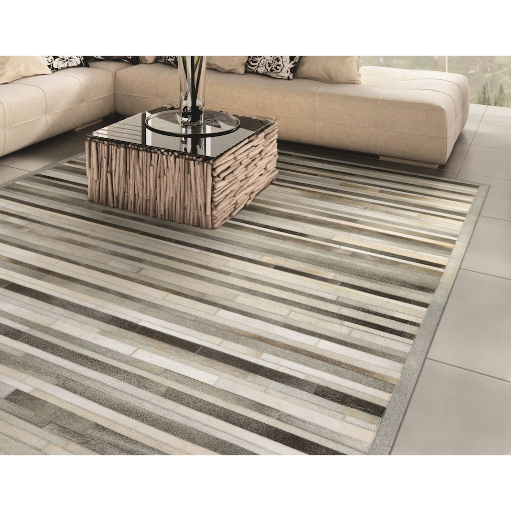 Dream Decor Rugs Vail Willow Ridge Gray Ivory Stripe Handmade Area Rug