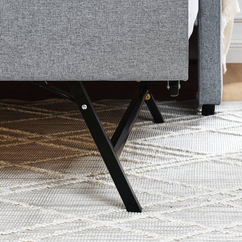 Upholstery Daybed with Erectable Trundle & USB Design