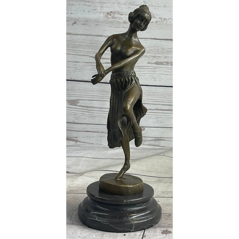 Topless Hawaiian Hula Dancer Girl Art Deco Bronze Sculpture Statue Figure 10 Inches X 4 Inches