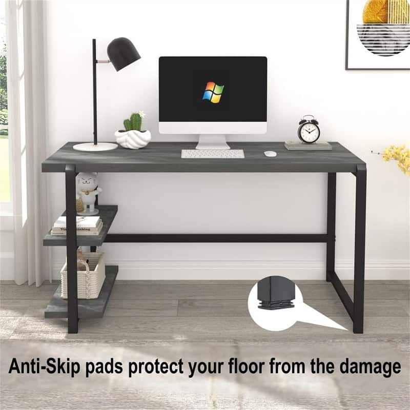 Industrial Computer Desk with Shelves