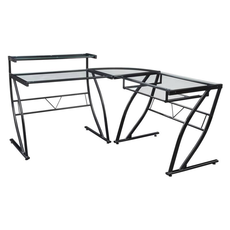 Constellation L Shaped Home Office Gaming Editing Desk - Black - Polished