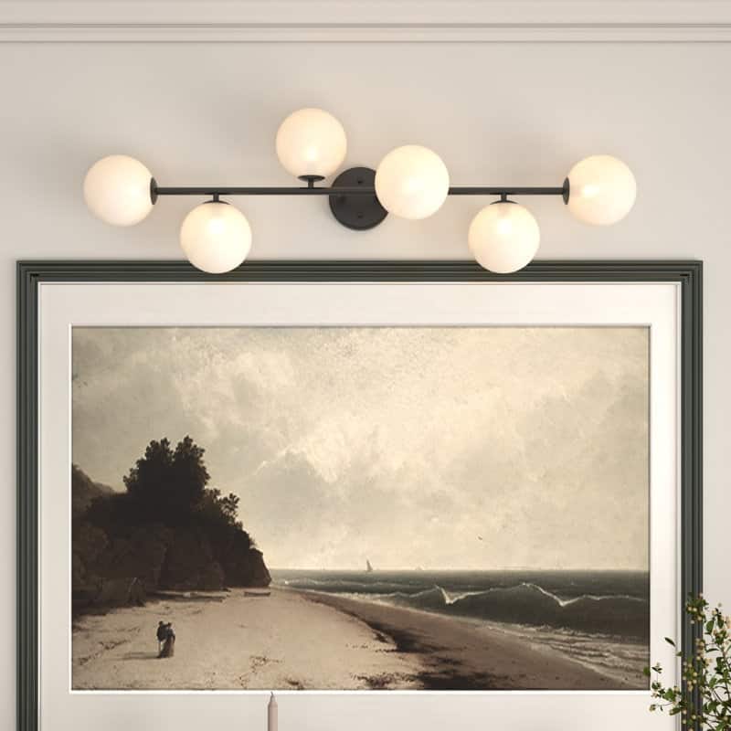 Acroma 6-Light Black Vanity Light with Globe Shades