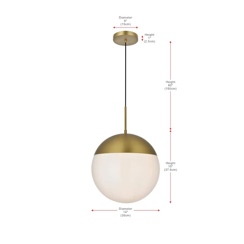 1-Light Pendant with 14 inch Frosted White Glass