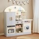 preview thumbnail 2 of 5, Wooden Play Kitchen with Toy Double-Door Refrigerator & Cooking Set Accessories