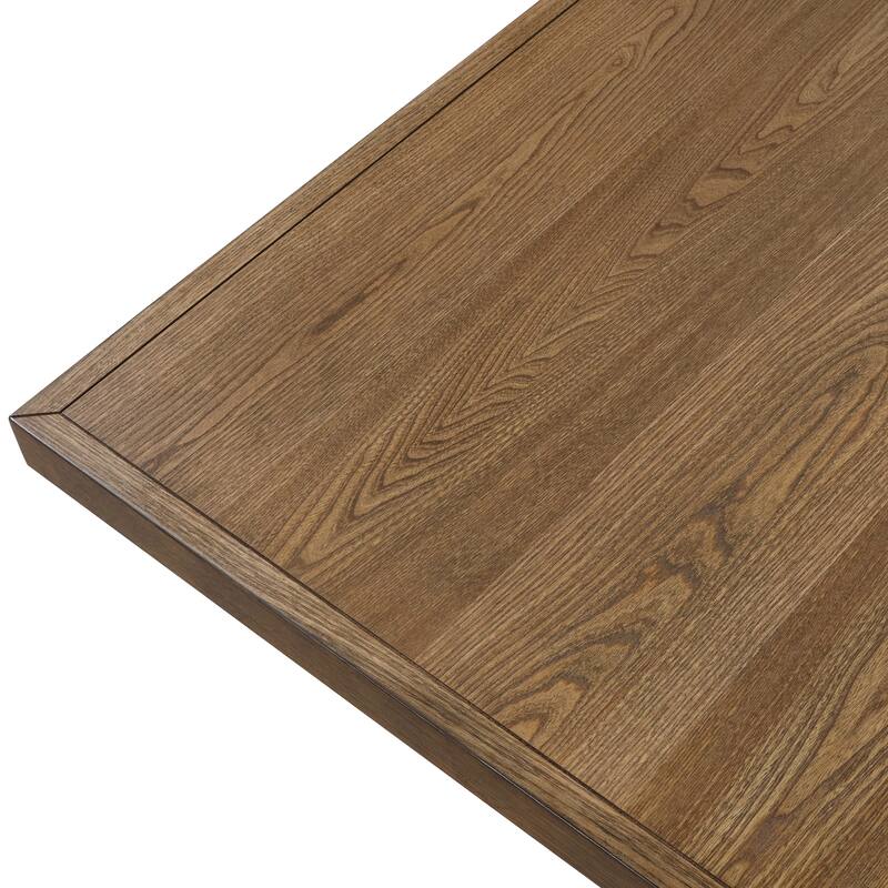 Furniture of America Synosin Farmhouse Rustic Oak 78-inch Wood Dining Table with Trestle Base