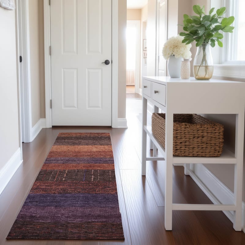 Premium Washable Super Soft Ombre Stripes Mayfield Rug - Paprika - 2'3" x 7'6"