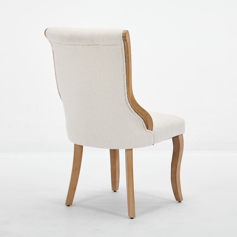 Velvet Dining Chairs, with Curved Wood Trim & Sculpted Legs, Accent Seating with Fluffy Fabric & Sturdy Wood, Set of 2