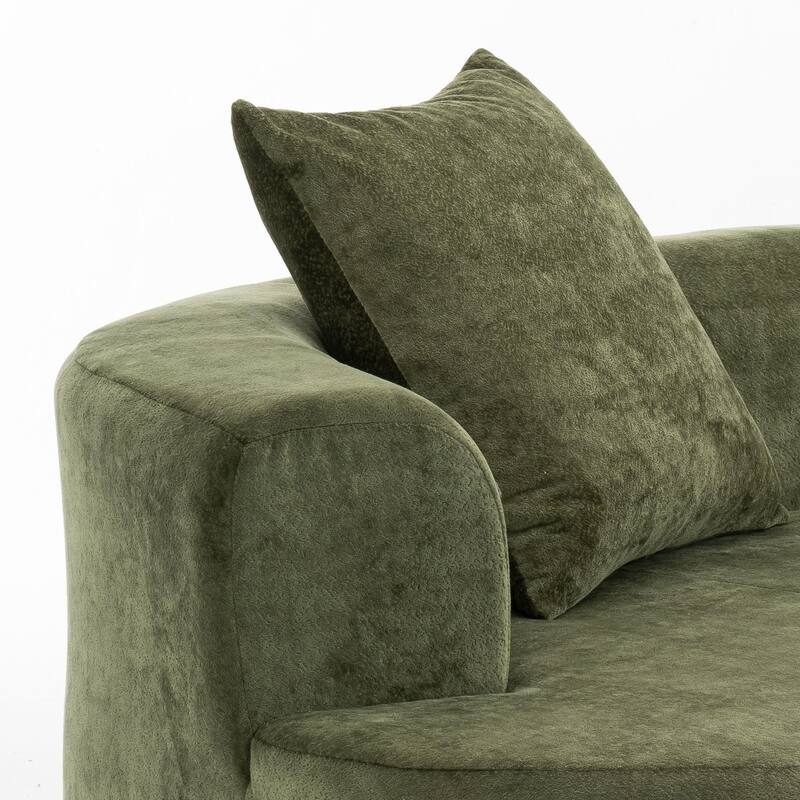 Modern Stylish 2-Seater Frame-Free Compressed Chenille Upholstered Loveseat Sofa with 3 Pillows