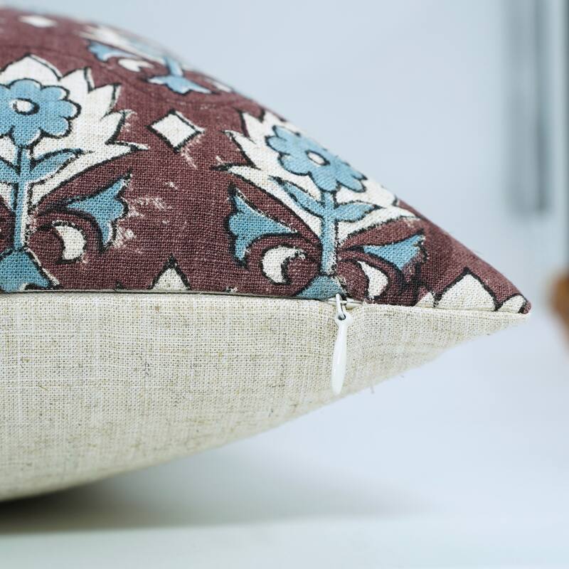 Fabdivine Rectangle 14x36 Inch Floral Throw Fall Home Decorative Bed, Sofa or Cozy Viscose Linen Farmhouse, Kusum