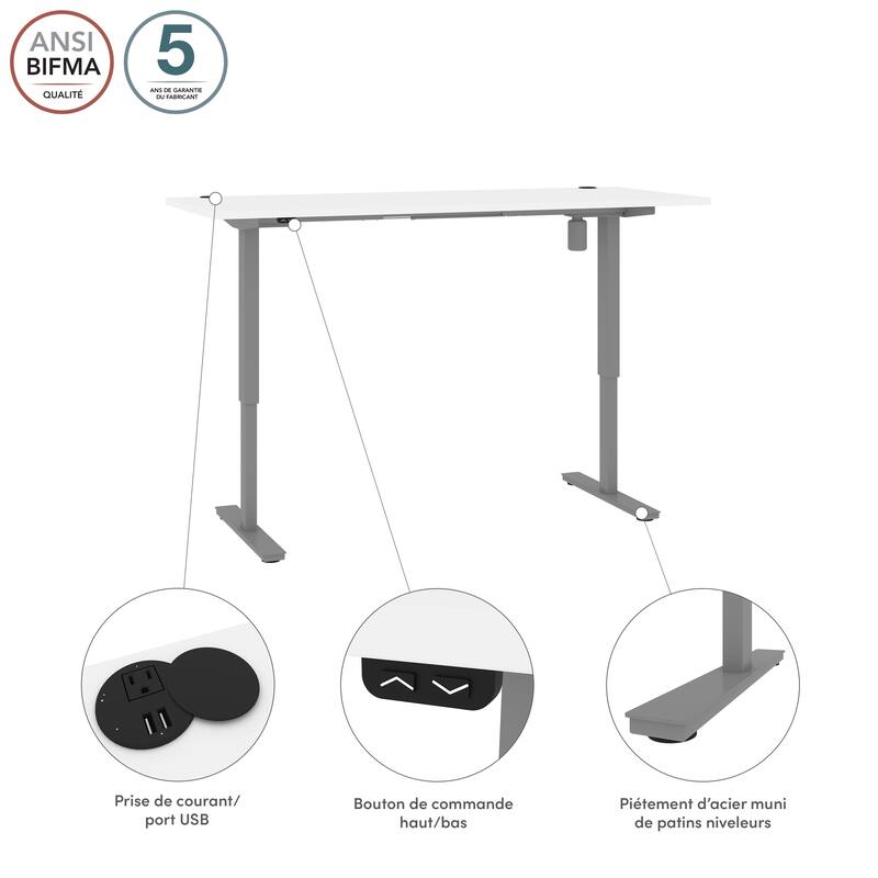 Bestar Upstand 72W x 30D Electric Height-Adjustable Standing Desk
