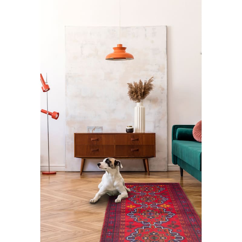 ECARPETGALLERY Hand-knotted Teimani Red Wool Rug - 3'9 x 9'0